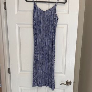 Old Navy Navy and White Striped Midi Dress